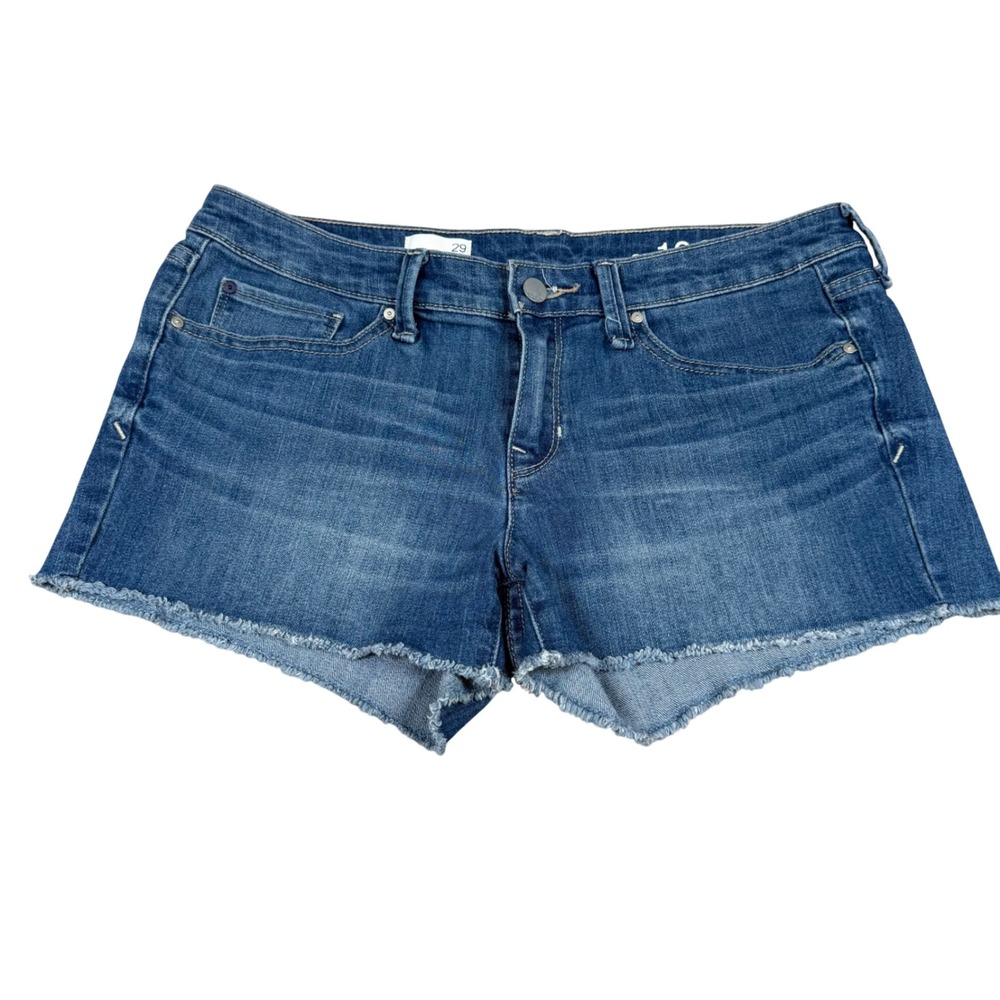Gap 1969 Summer Cut-Offs Medium Wash Blue Denim Raw Hem Shorts Womens Size 29